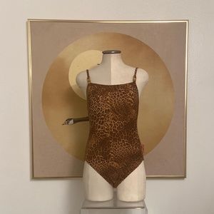 Early 1990s Leilani Leopard Print One Piece Swimsuit - Size 10